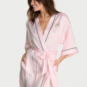 Витрина signature satin short piped robe
