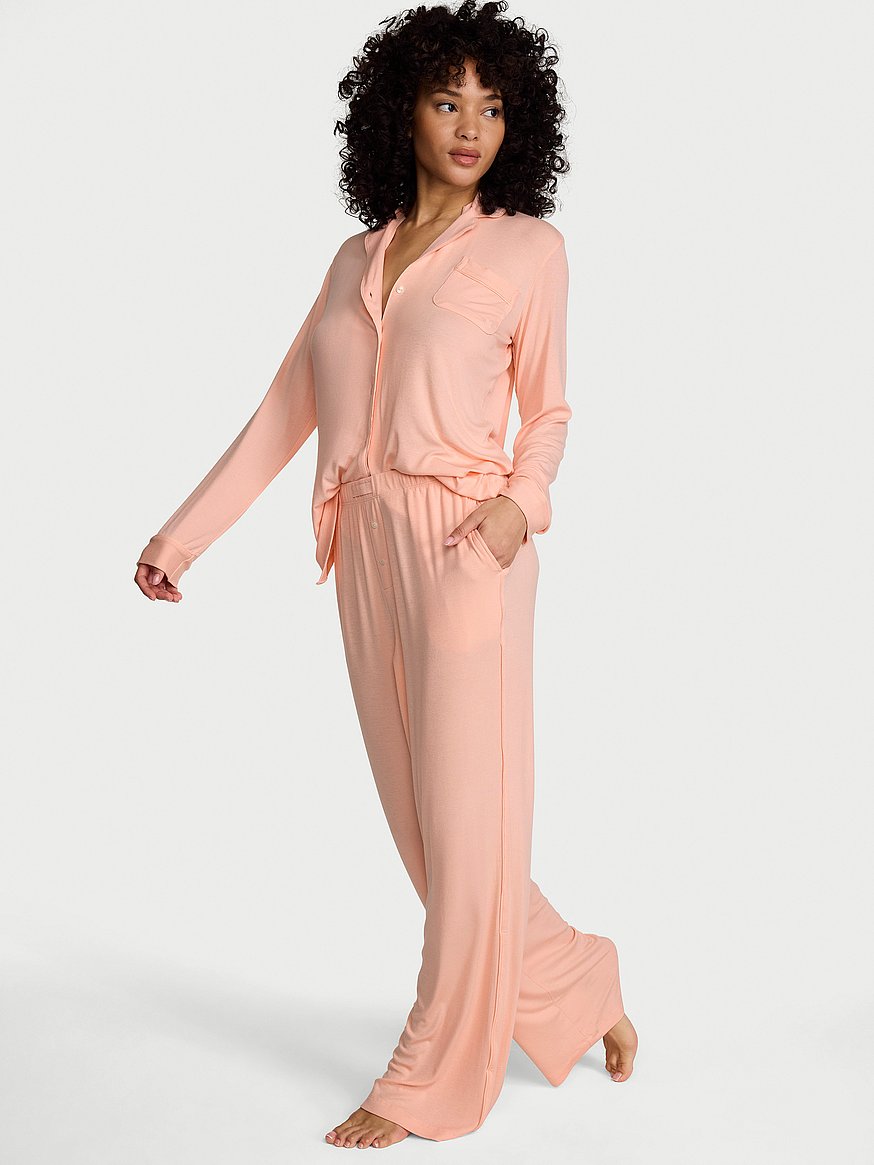 sosoft modal™ ribbed long pajama set sosoft modal™ ribbed long pajama set