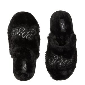 Home faux fur closed toe slippers