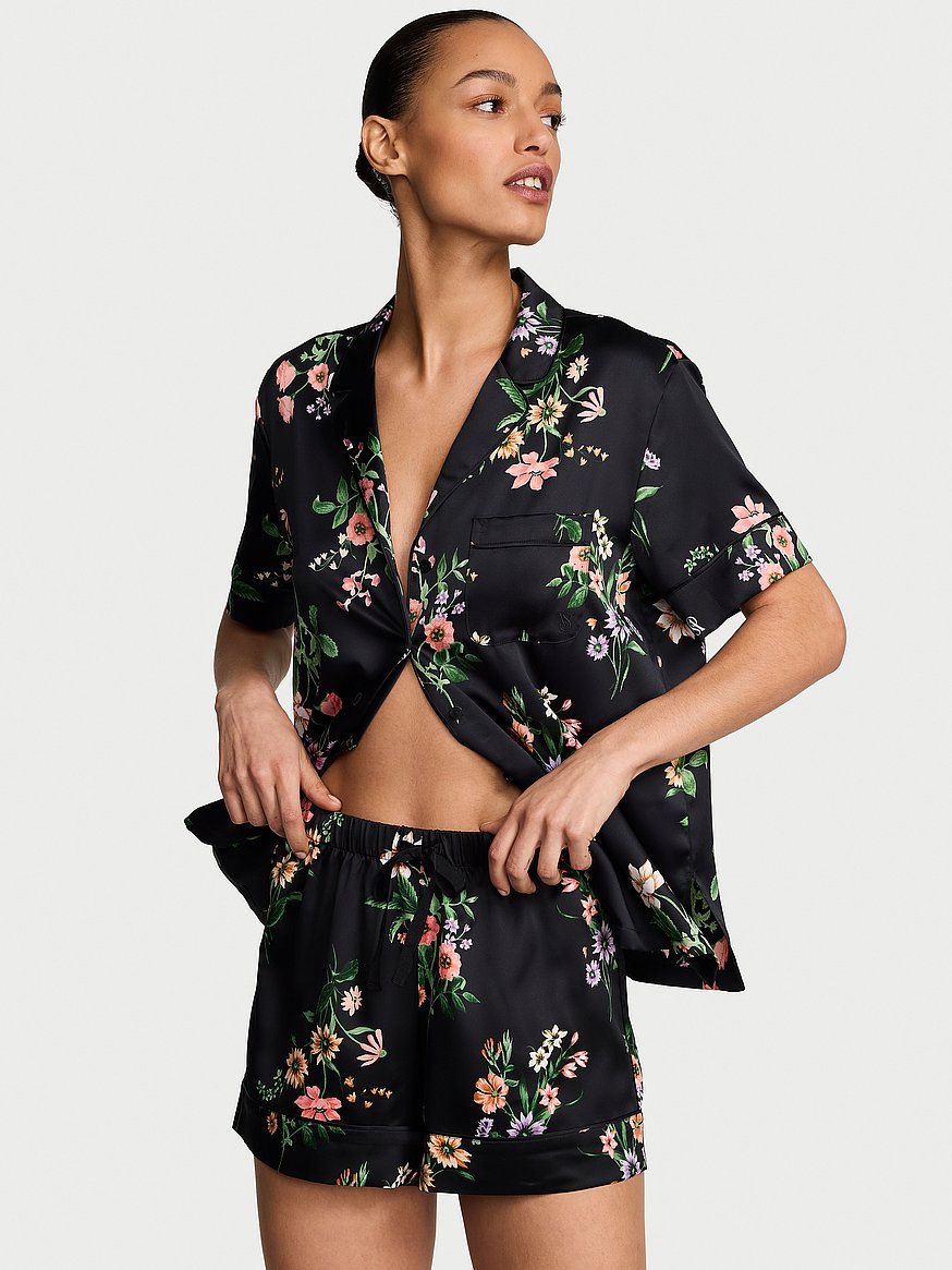 signature satin short pajama set signature satin short pajama set
