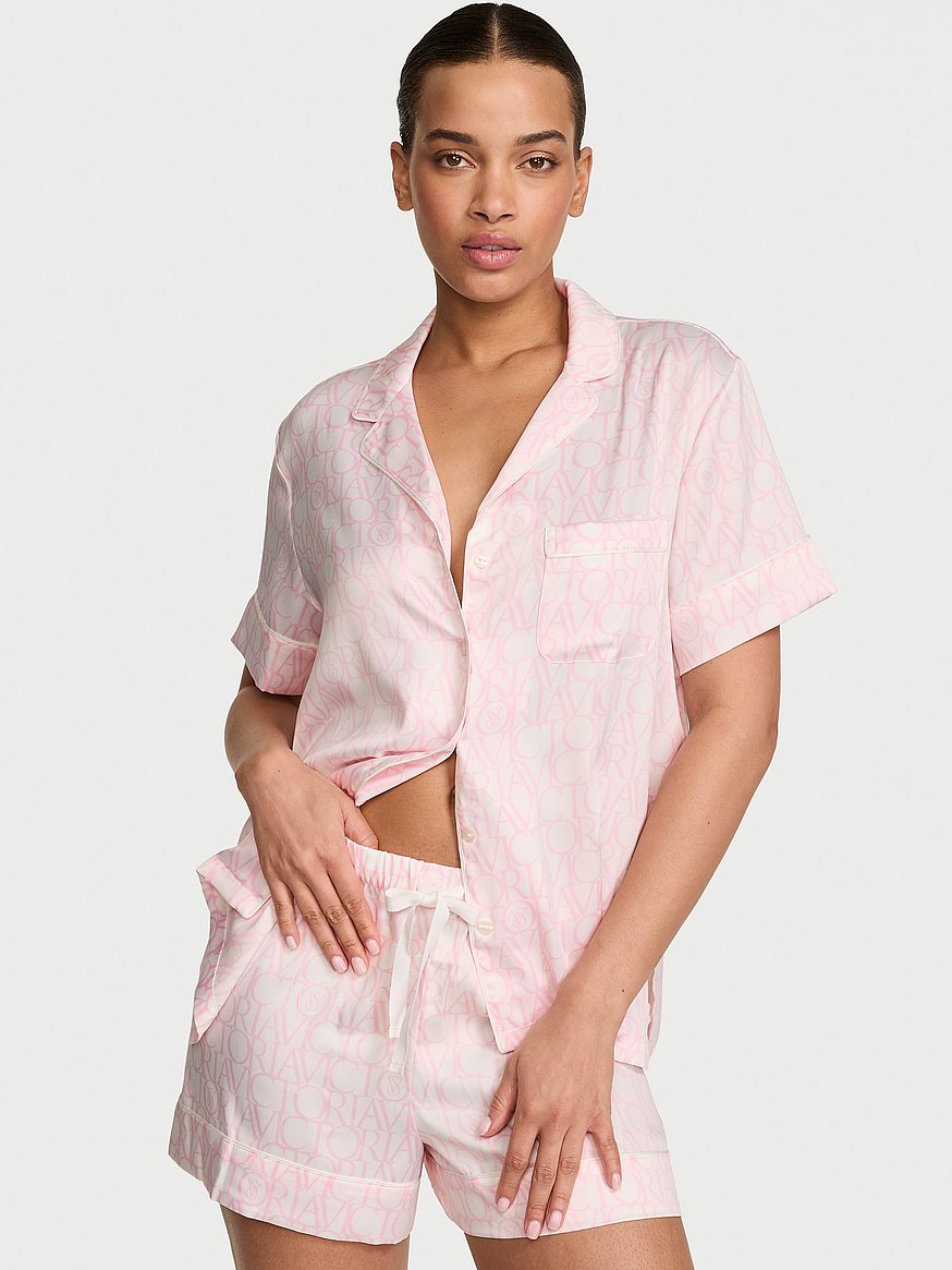 signature satin short pajama set signature satin short pajama set