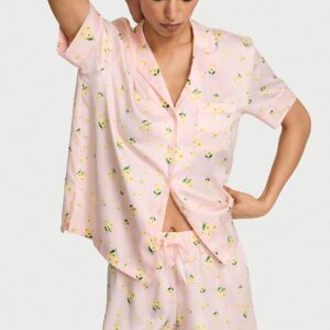 signature satin short pajama set