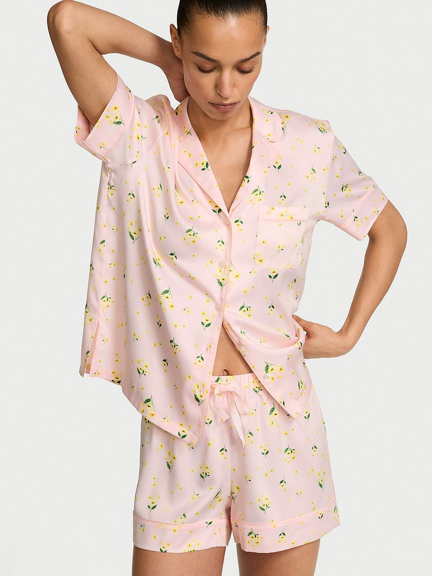 signature satin short pajama set signature satin short pajama set