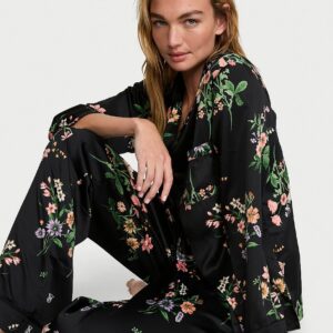 signature satin long pajama set