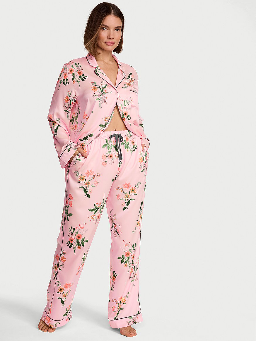 signature satin long pajama set signature satin long pajama set