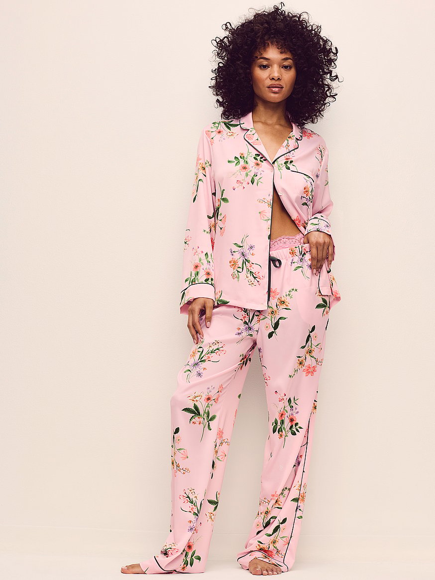 signature satin long pajama set signature satin long pajama set