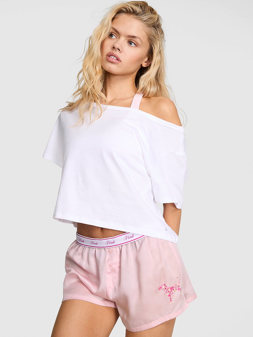 silky sleep boxy pajama shorts silky sleep boxy pajama shorts