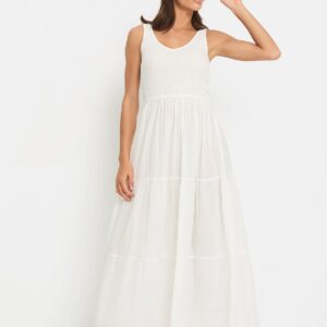 tiered v neck maxi dress