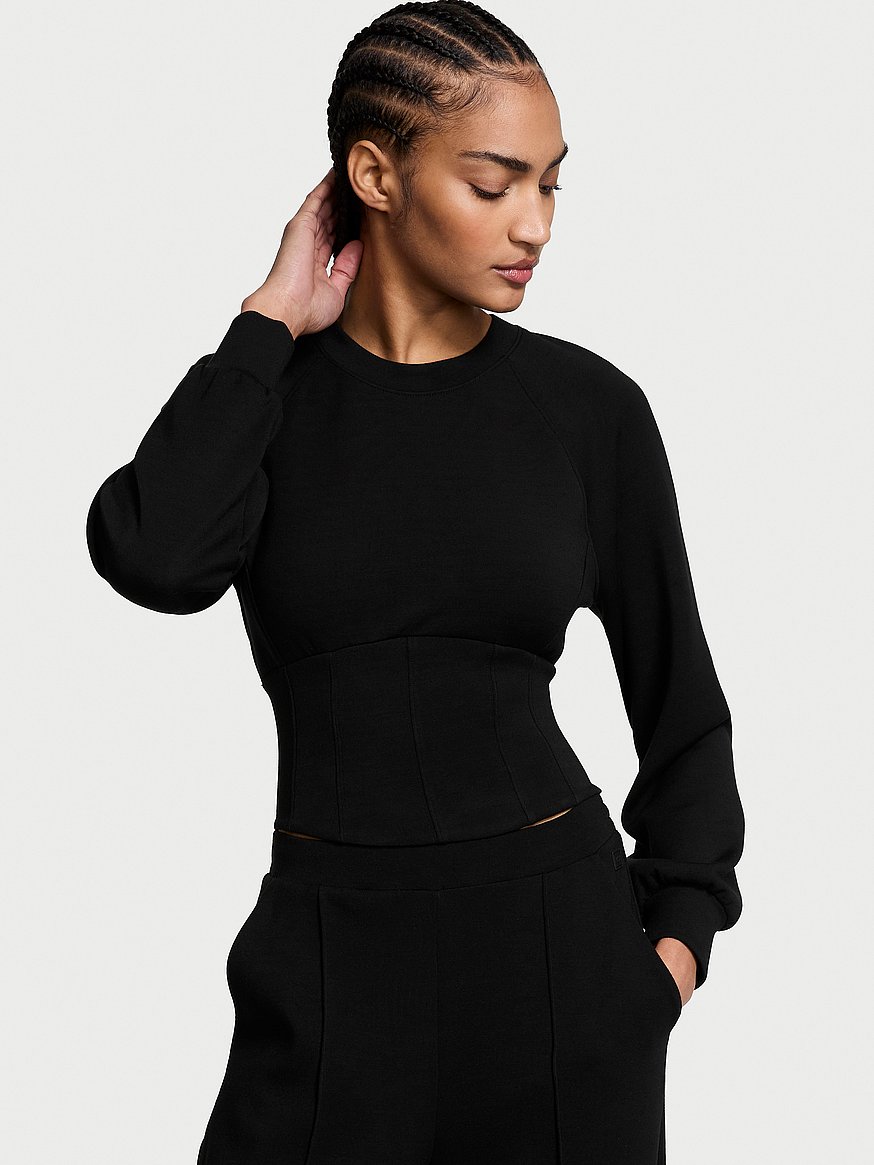 vsx featherweight knit corset crewneck vsx featherweight knit corset crewneck