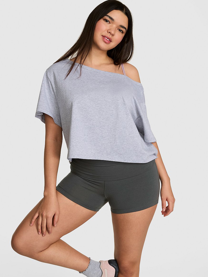 all day cotton™ foldover 3" bike shorts all day cotton™ foldover 3" bike shorts