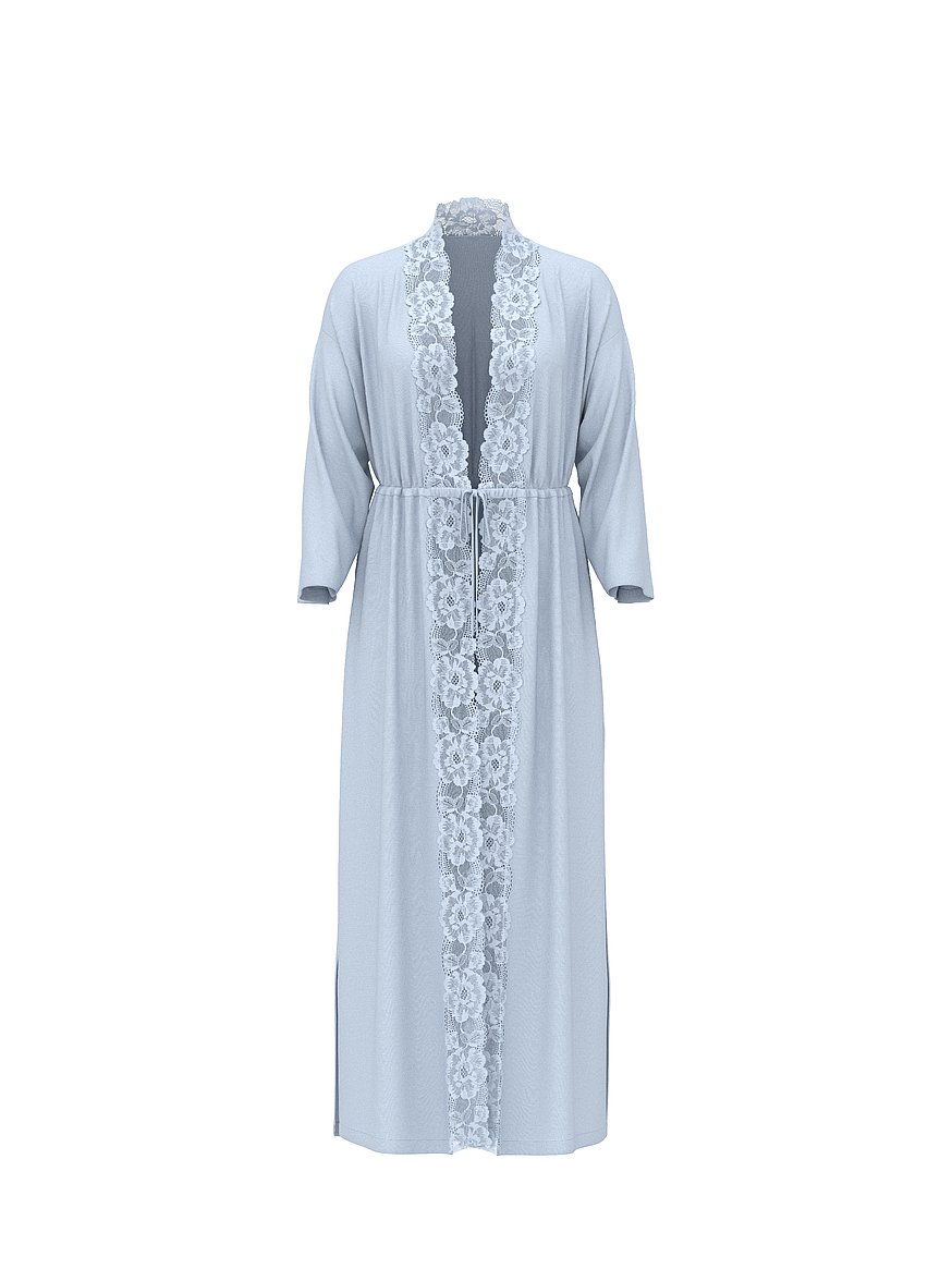 sosoft™ modal ribbed lace trim long robe sosoft™ modal ribbed lace trim long robe