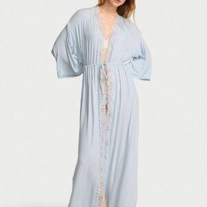 Витрина sosoft™ modal ribbed lace trim long robe