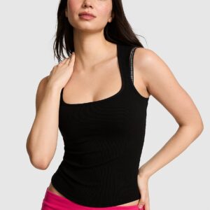 all day soft rib square neck tank top
