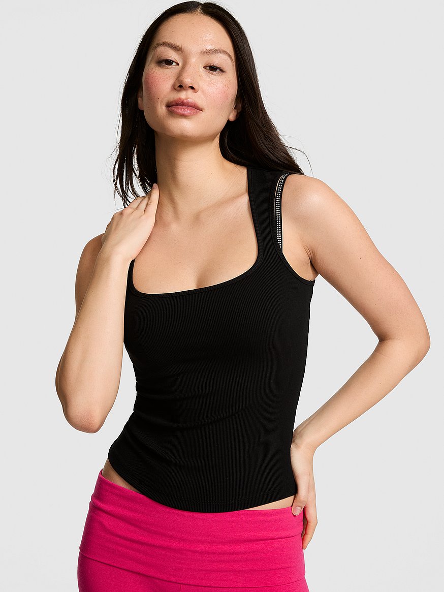 all day soft rib square neck tank top all day soft rib square neck tank top
