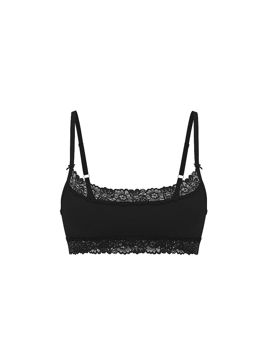 cotton unlined lace trim scoop bralette cotton unlined lace trim scoop bralette