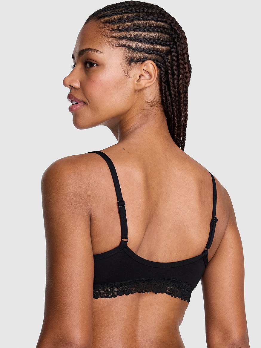 cotton unlined lace trim scoop bralette cotton unlined lace trim scoop bralette
