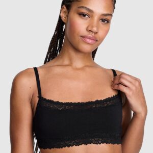 cotton unlined lace trim scoop bralette
