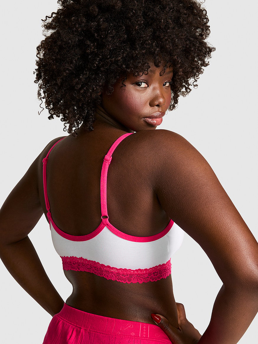 cotton unlined lace trim scoop bralette cotton unlined lace trim scoop bralette