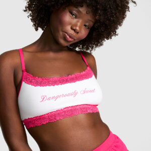 cotton unlined lace trim scoop bralette
