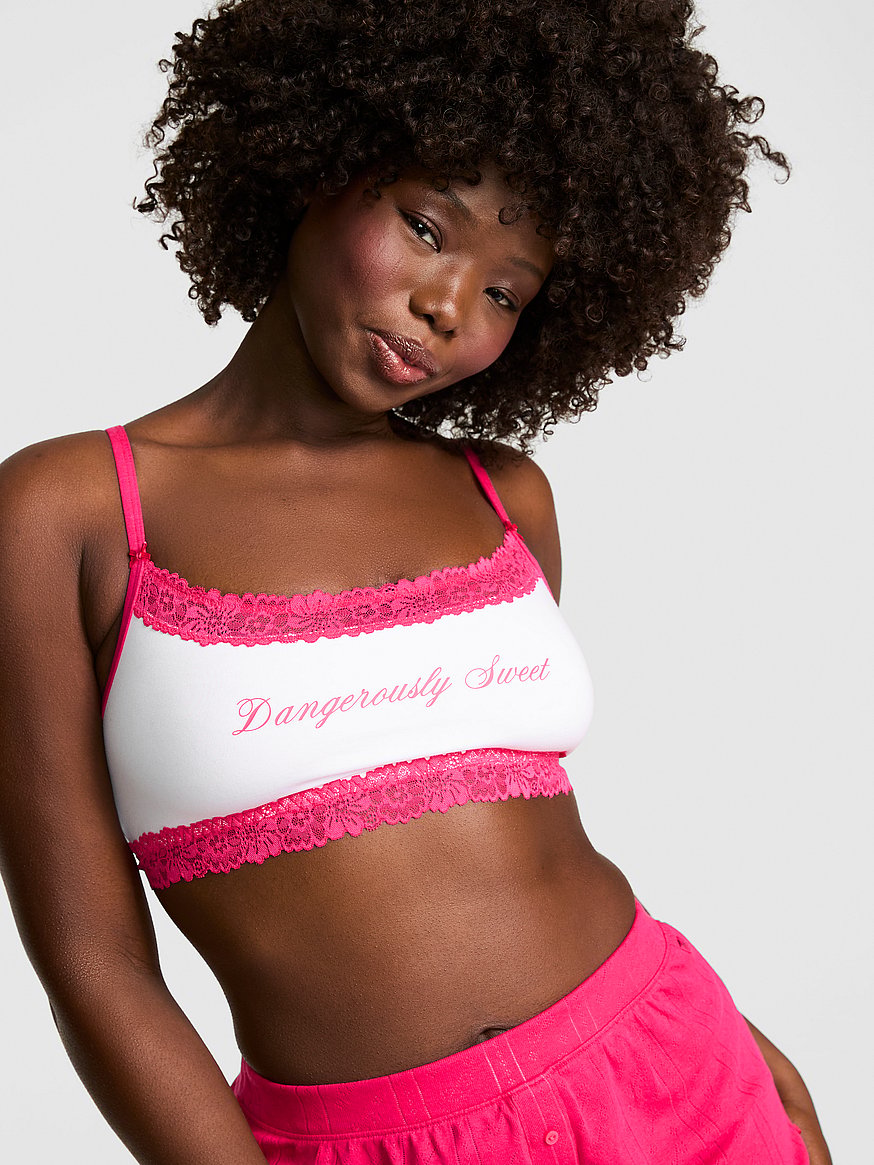 cotton unlined lace trim scoop bralette cotton unlined lace trim scoop bralette