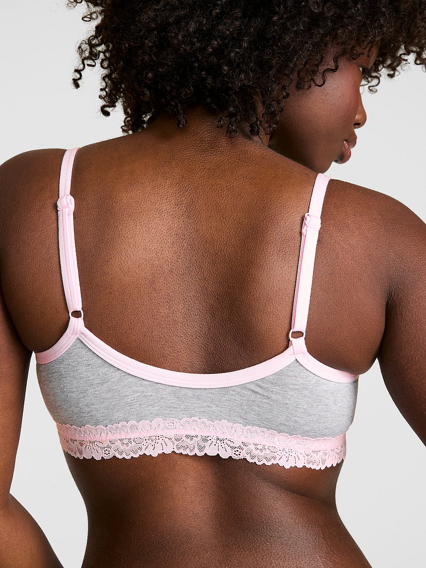 cotton unlined lace trim scoop bralette cotton unlined lace trim scoop bralette
