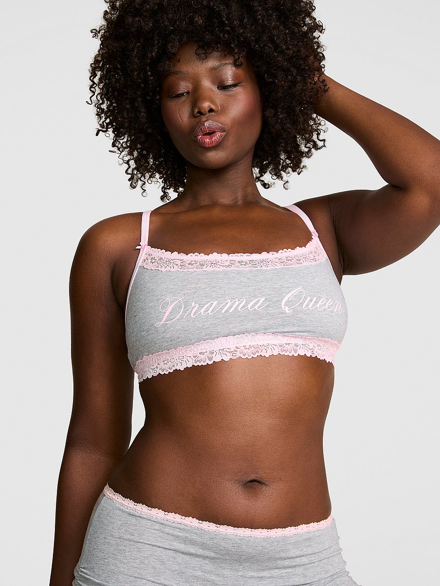 cotton unlined lace trim scoop bralette cotton unlined lace trim scoop bralette