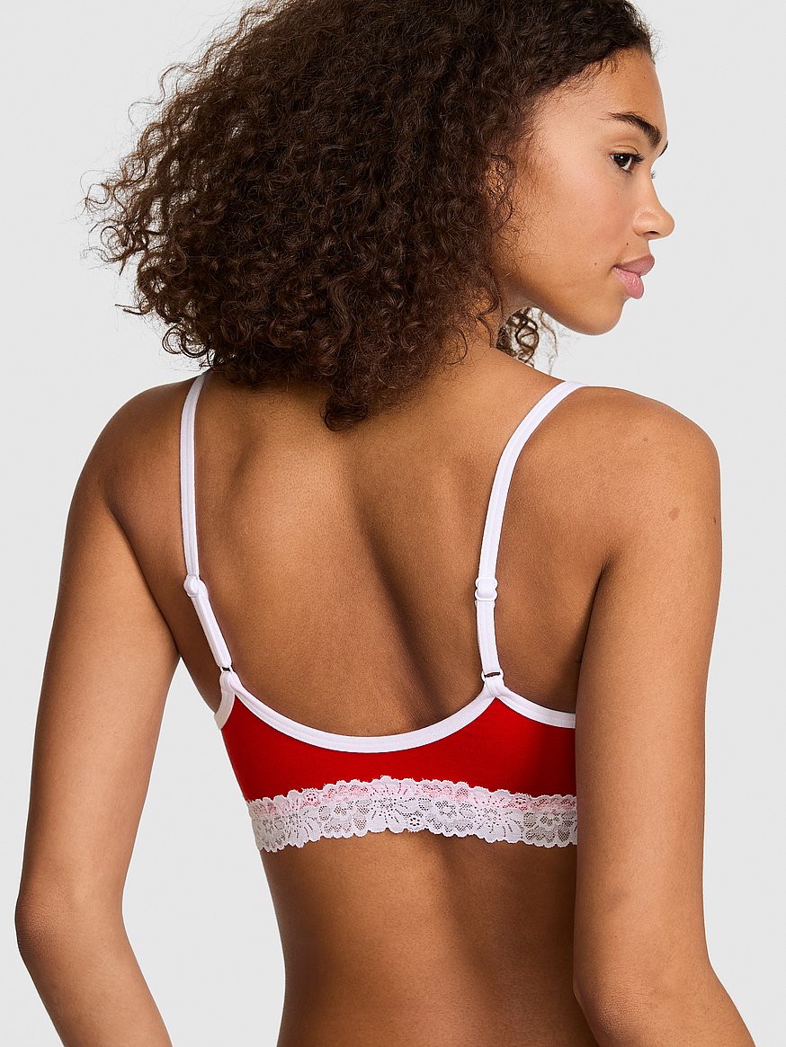 cotton unlined lace trim scoop bralette cotton unlined lace trim scoop bralette