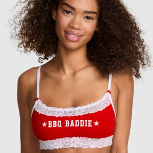 cotton unlined lace trim scoop bralette