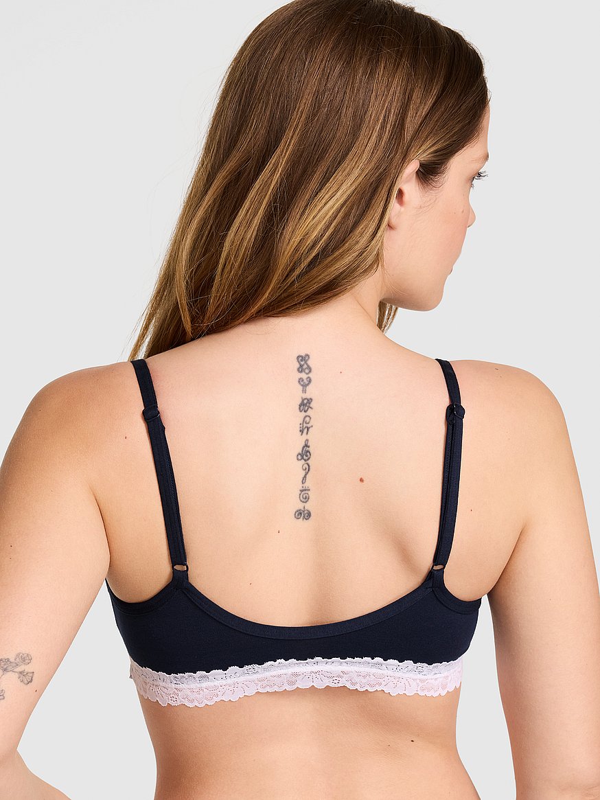 cotton unlined lace trim scoop bralette cotton unlined lace trim scoop bralette