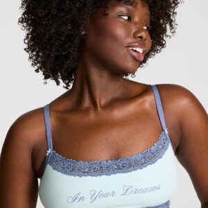 Home cotton unlined lace trim scoop bralette