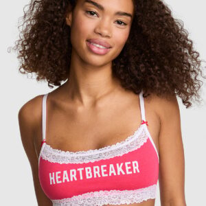 cotton unlined lace trim scoop bralette