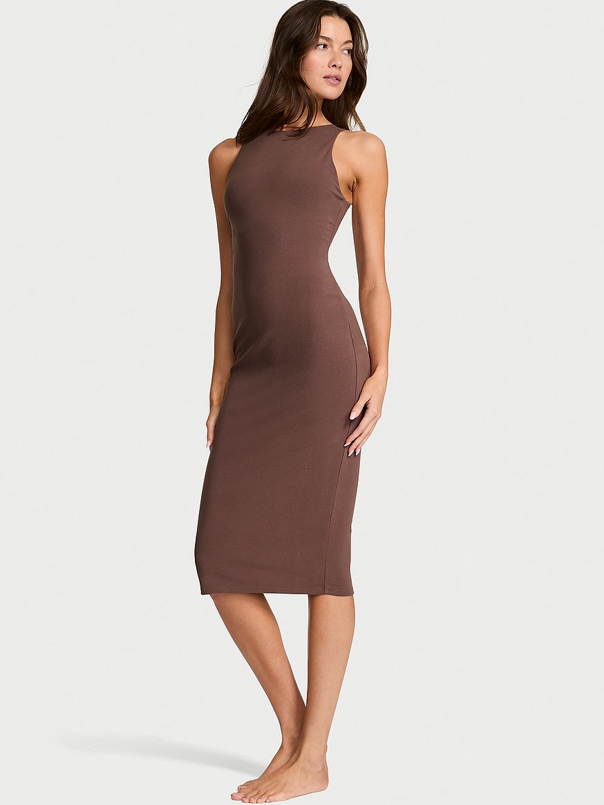 shapewear by victoria smoothing rib high neck midi dress shapewear by victoria smoothing rib high neck midi dress