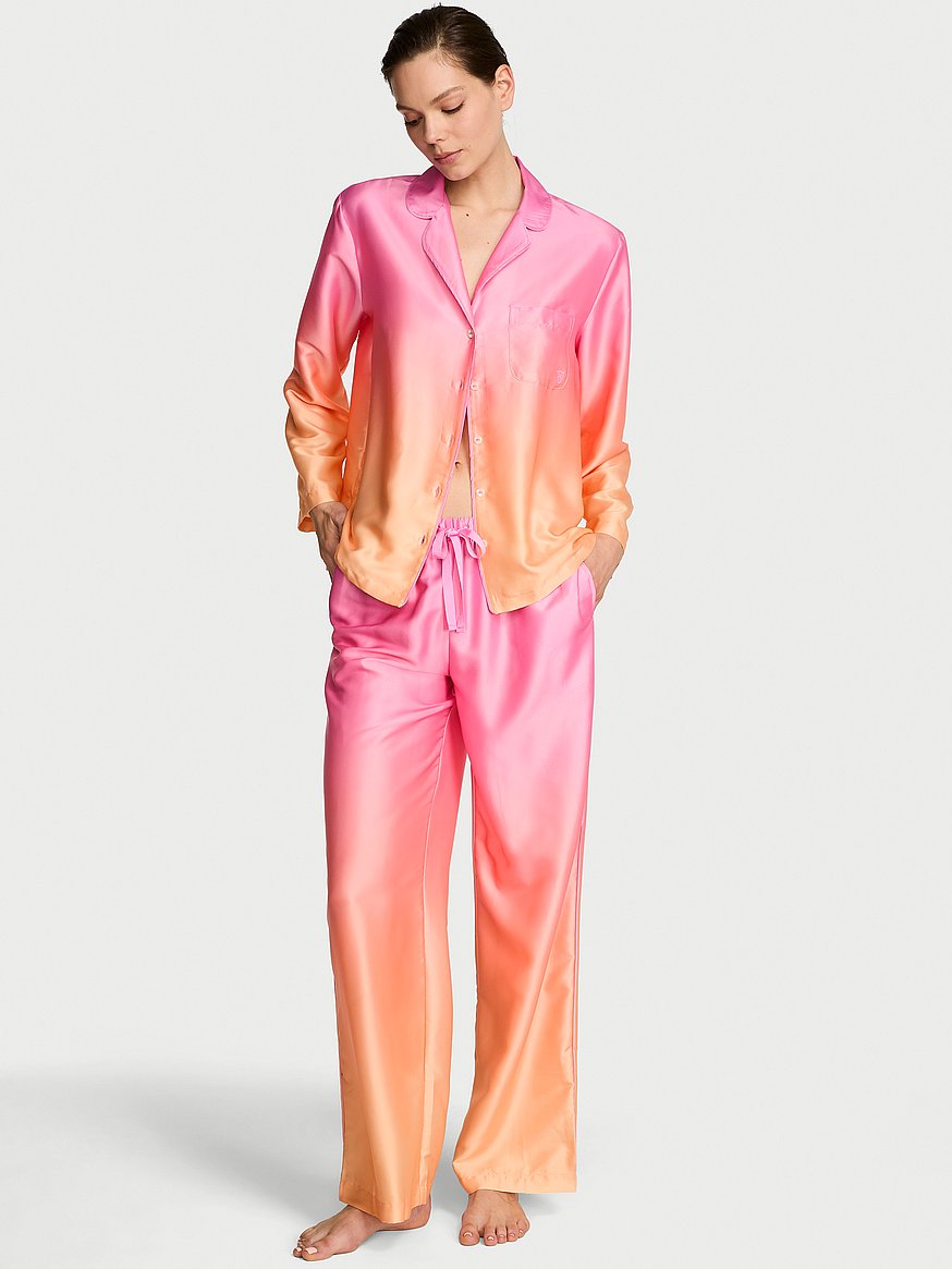 signature satin long pajama set signature satin long pajama set