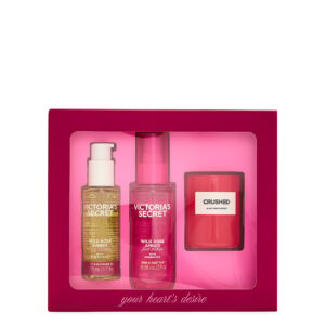 Home 3 piece wild rose amber gift set ft. exclusive body care minis and crushed candle