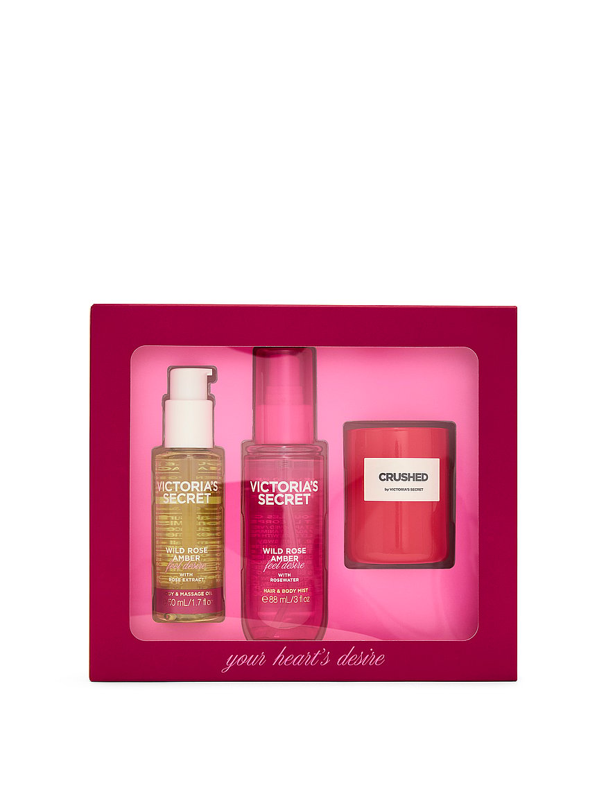3 piece wild rose amber gift set ft. exclusive body care minis and crushed candle 3 piece wild rose amber gift set ft. exclusive body care minis and crushed candle