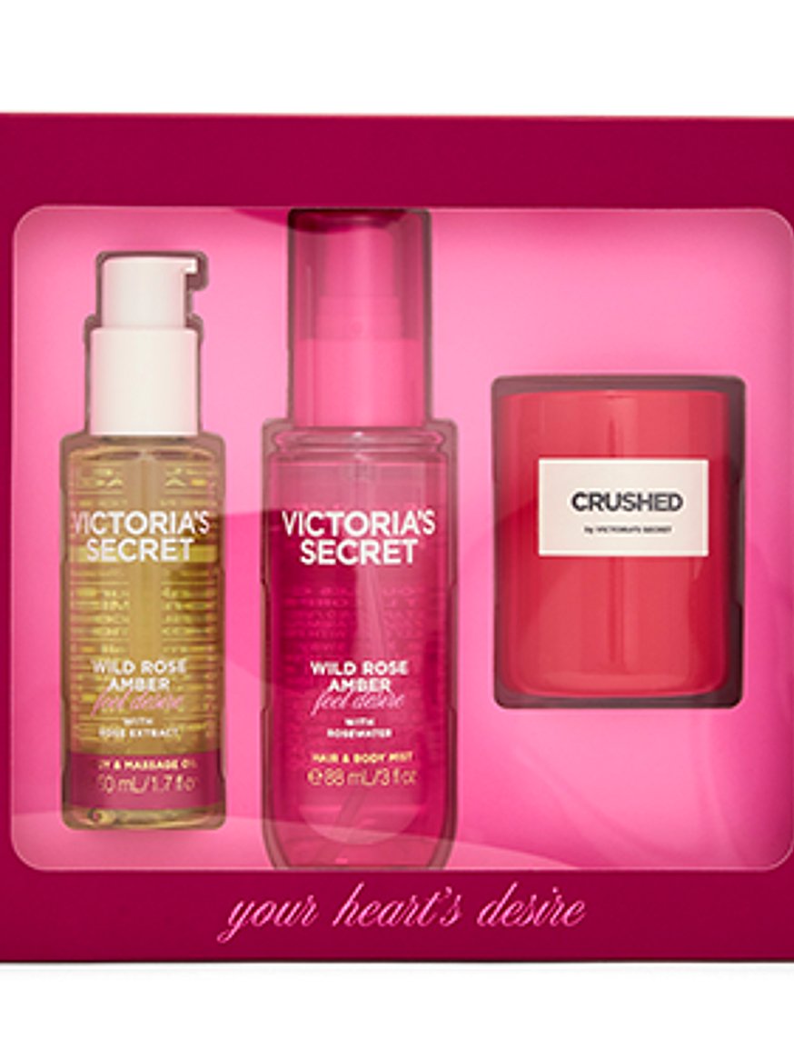 3 piece wild rose amber gift set ft. exclusive body care minis and crushed candle 3 piece wild rose amber gift set ft. exclusive body care minis and crushed candle