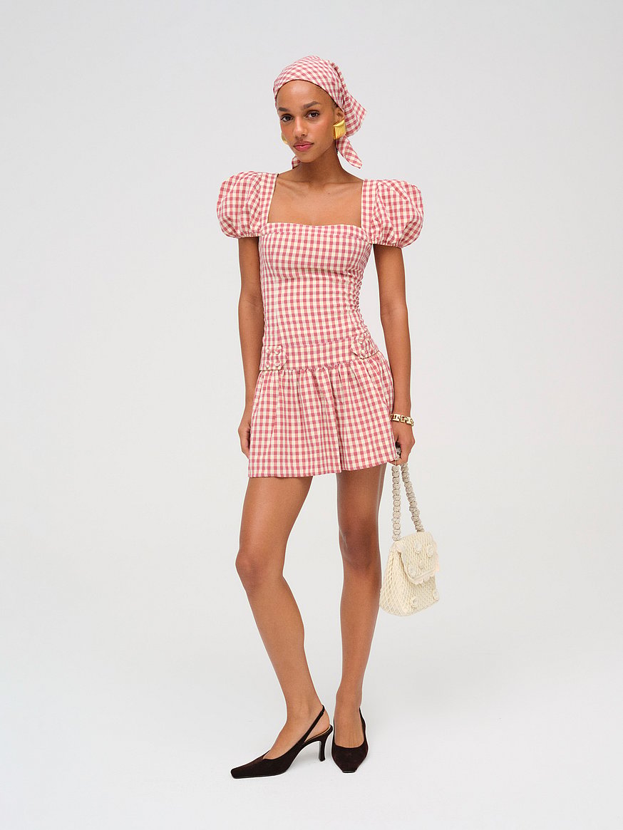 georgia gingham short sleeve mini dress georgia gingham short sleeve mini dress