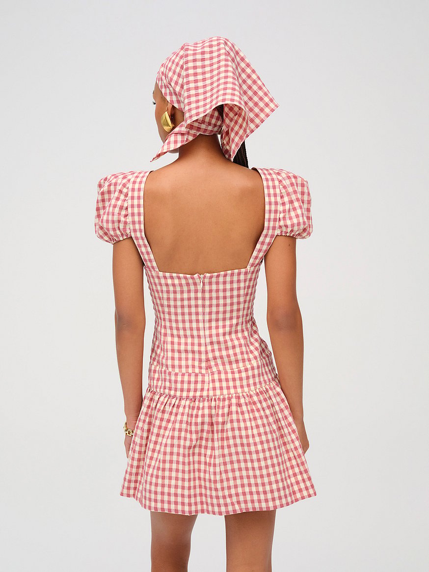 georgia gingham short sleeve mini dress georgia gingham short sleeve mini dress