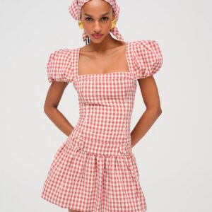 Витрина georgia gingham short sleeve mini dress
