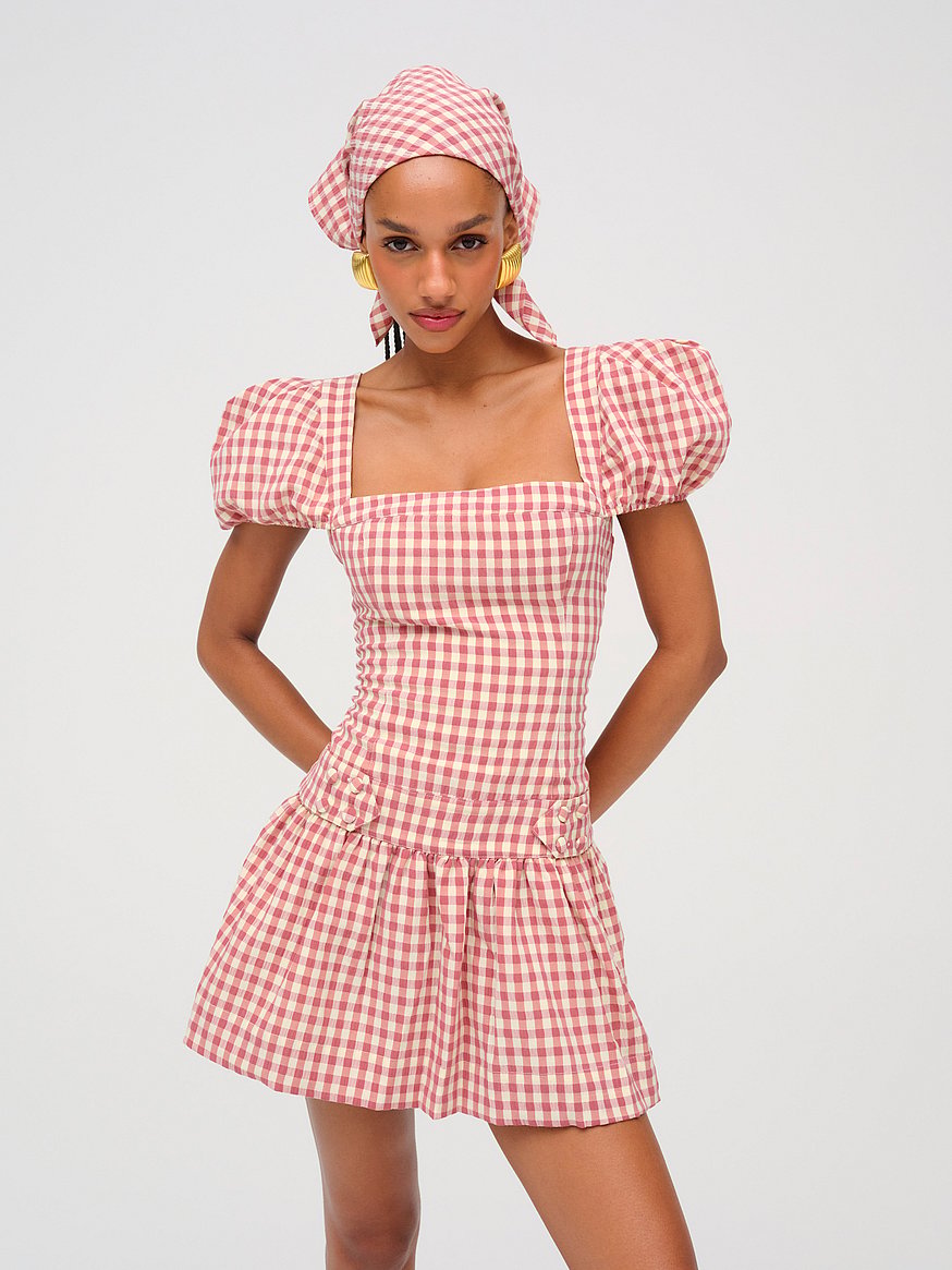 georgia gingham short sleeve mini dress georgia gingham short sleeve mini dress