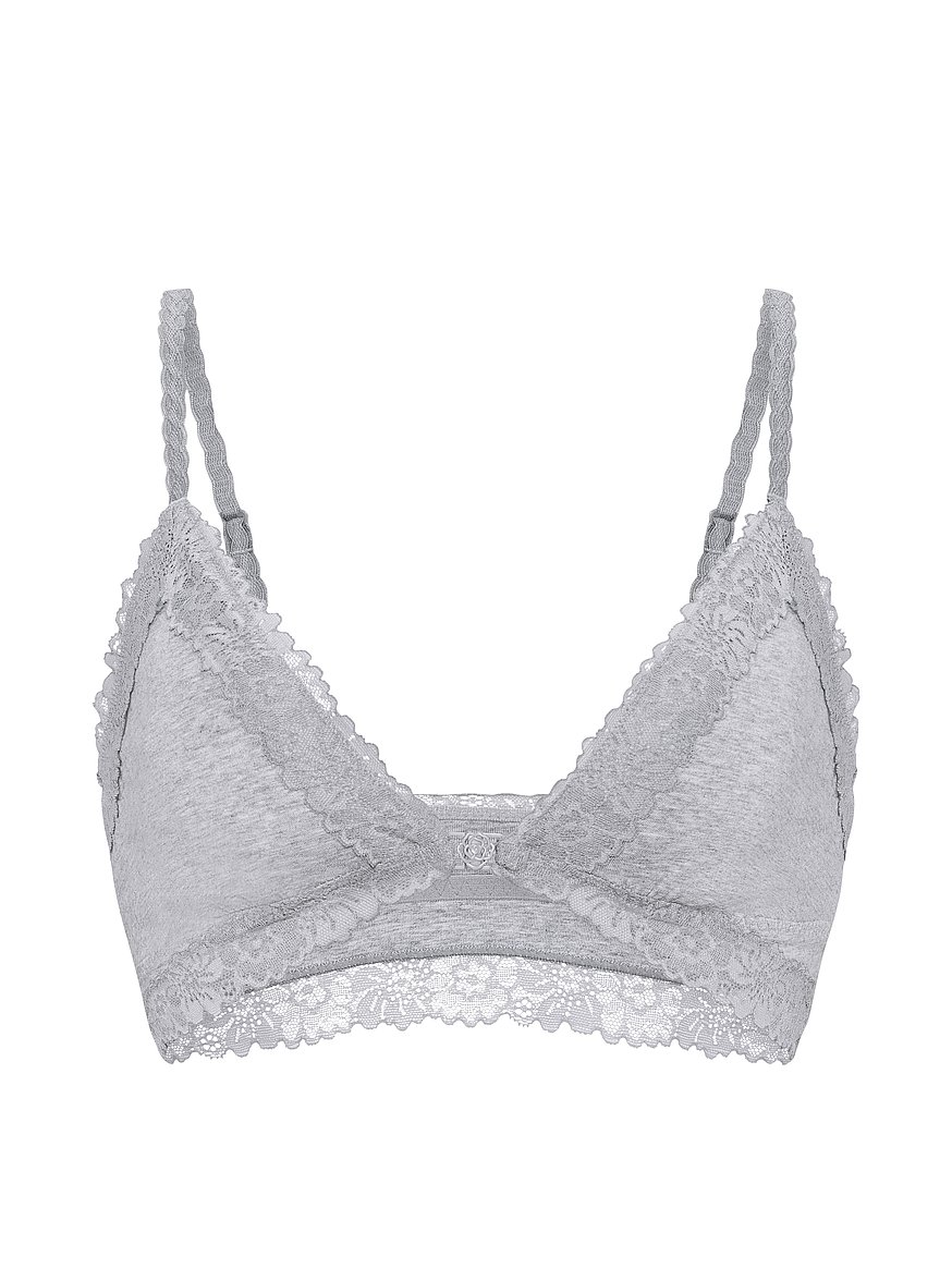 cotton unlined lace trim front close triangle bralette cotton unlined lace trim front close triangle bralette