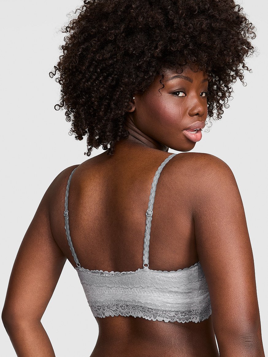 cotton unlined lace trim front close triangle bralette cotton unlined lace trim front close triangle bralette