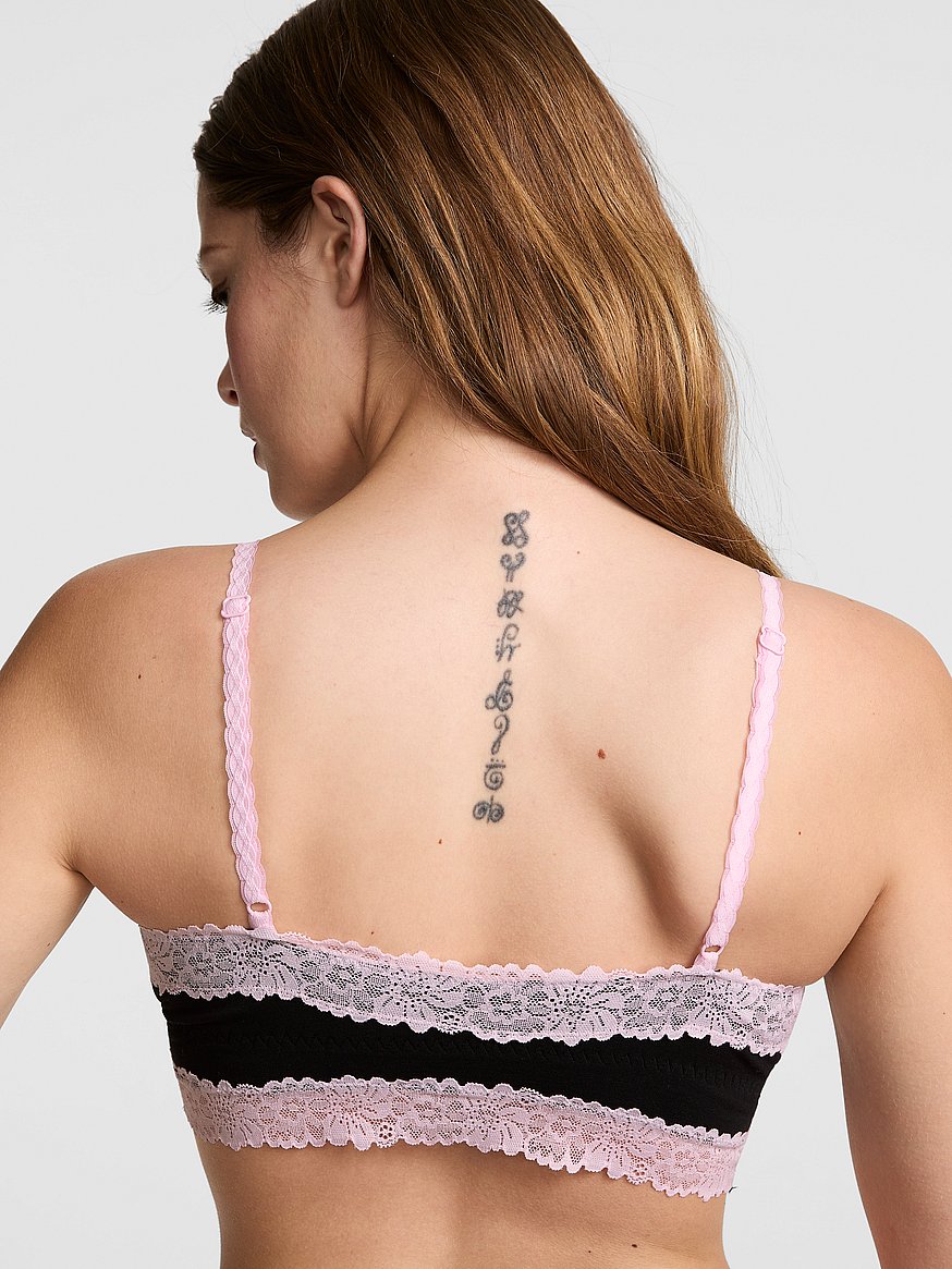 cotton unlined lace trim front close triangle bralette cotton unlined lace trim front close triangle bralette