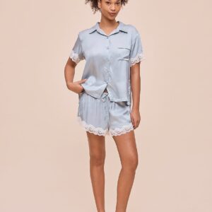 annabelle satin lace boxer pj set