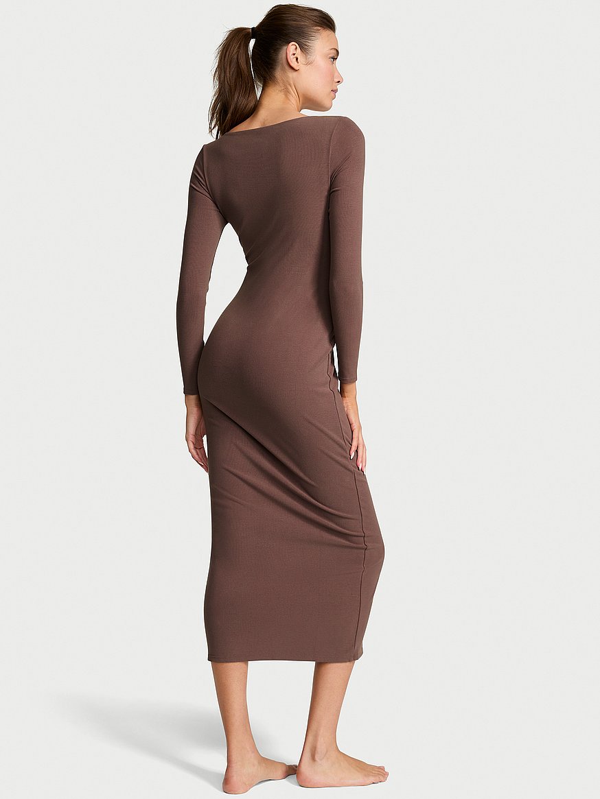 shapewear by victoria smoothing rib long sleeve maxi dress shapewear by victoria smoothing rib long sleeve maxi dress