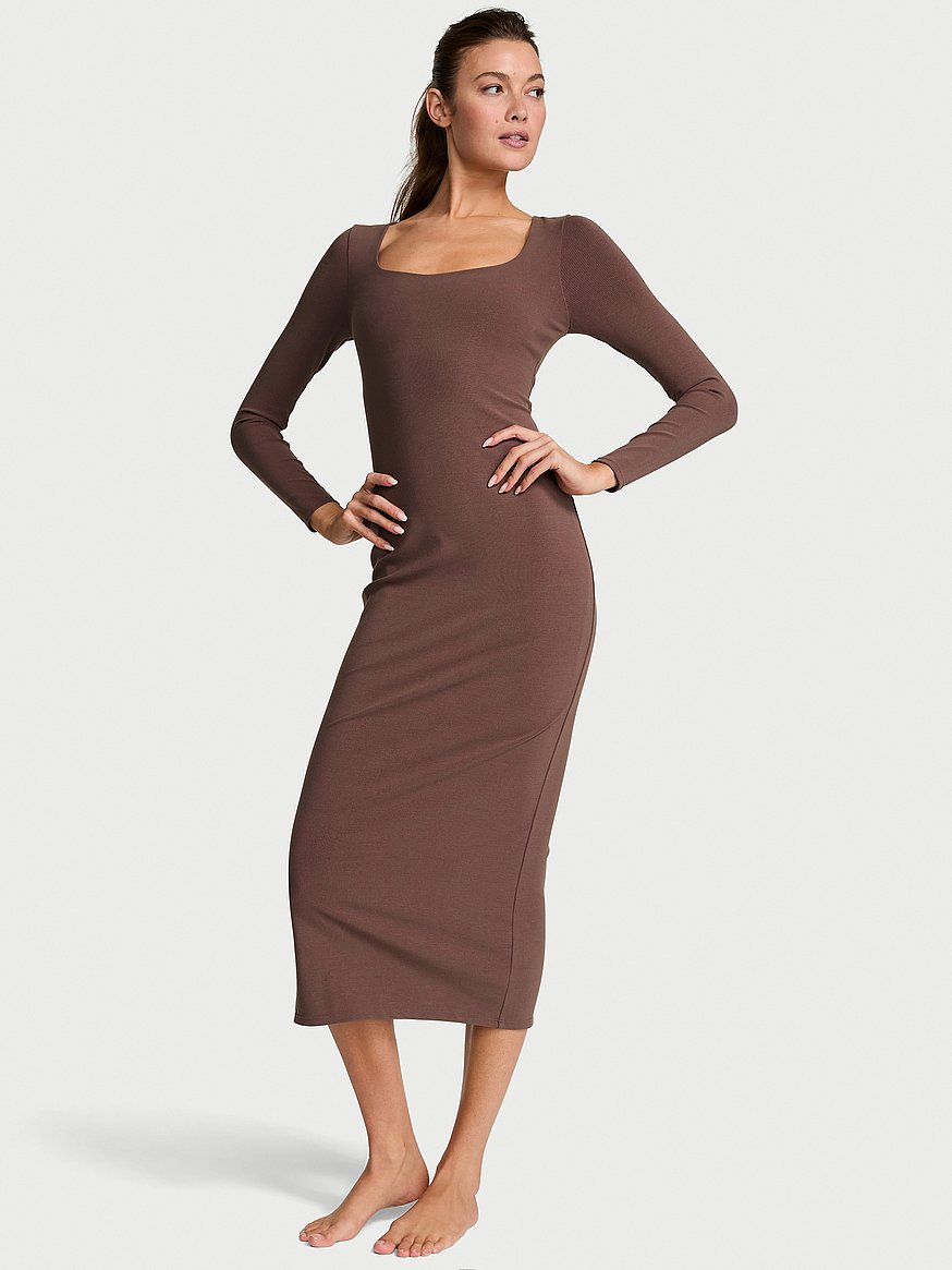 shapewear by victoria smoothing rib long sleeve maxi dress shapewear by victoria smoothing rib long sleeve maxi dress