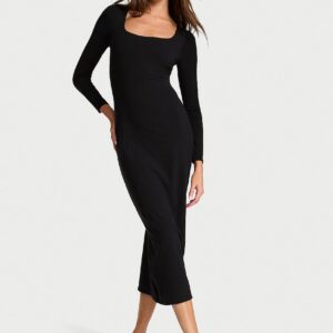 Витрина shapewear by victoria smoothing rib long sleeve maxi dress