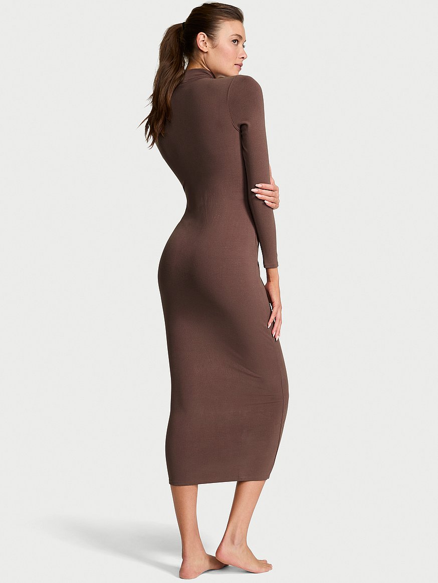 shapewear by victoria smoothing rib long sleeve turtleneck maxi dress shapewear by victoria smoothing rib long sleeve turtleneck maxi dress