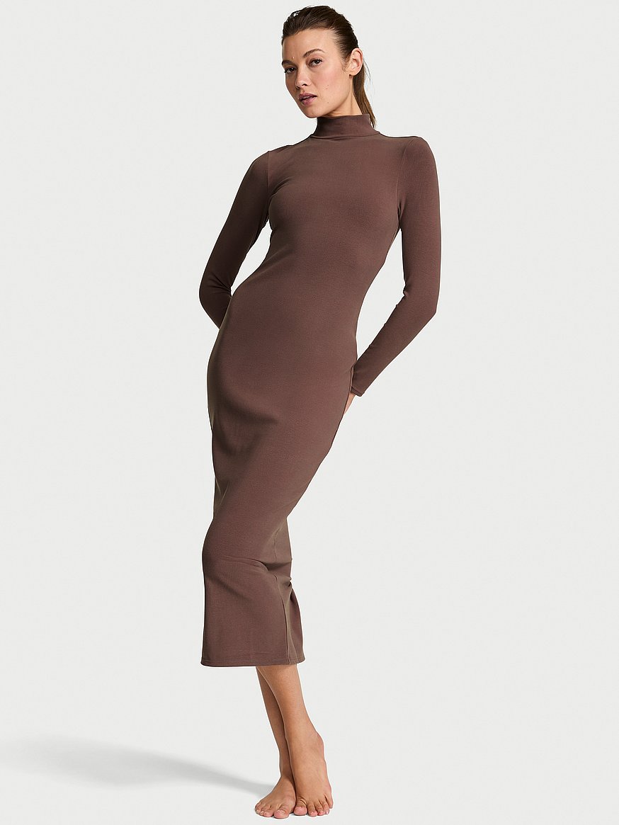 shapewear by victoria smoothing rib long sleeve turtleneck maxi dress shapewear by victoria smoothing rib long sleeve turtleneck maxi dress