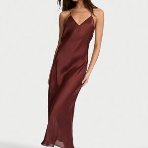luxe sheer satin long slip dress
